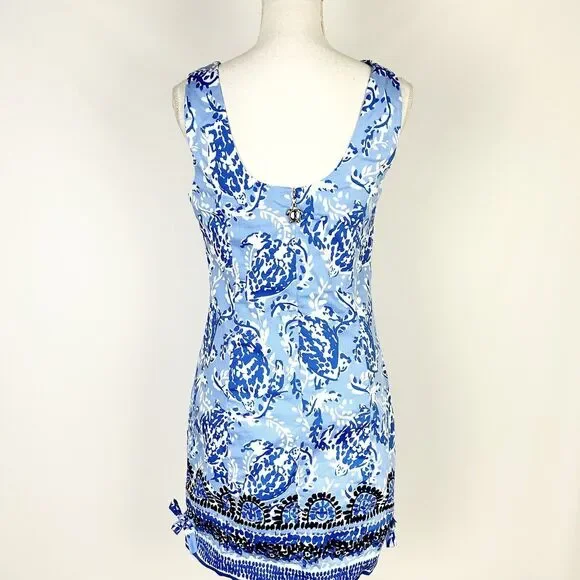 Lilly Pulitzer Mila Stretch Shift Dress Blue Peri Turtley Awesome Scoop Back 4 - Picture 3 of 8